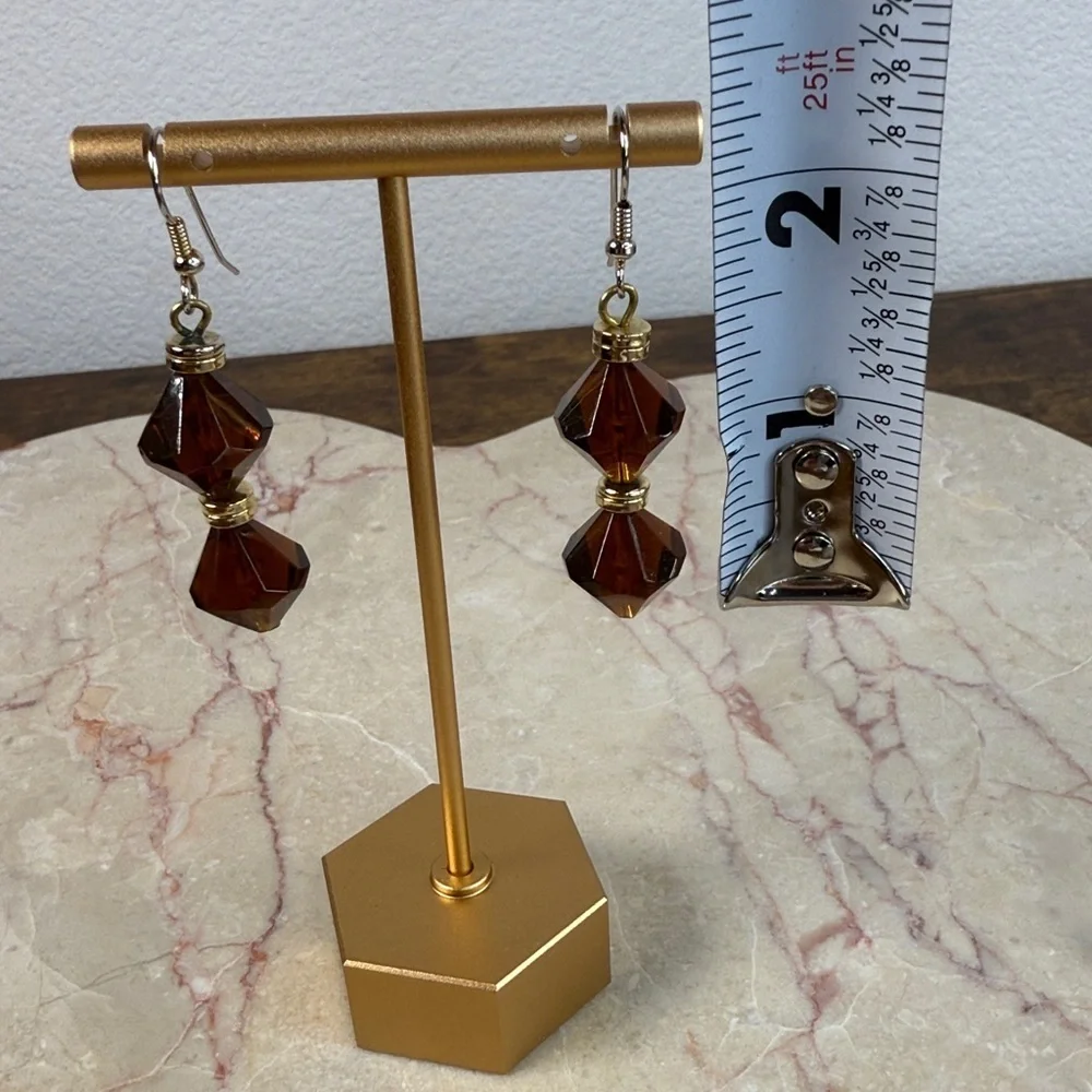 Elegant Brown and Gold Dangle Earrings